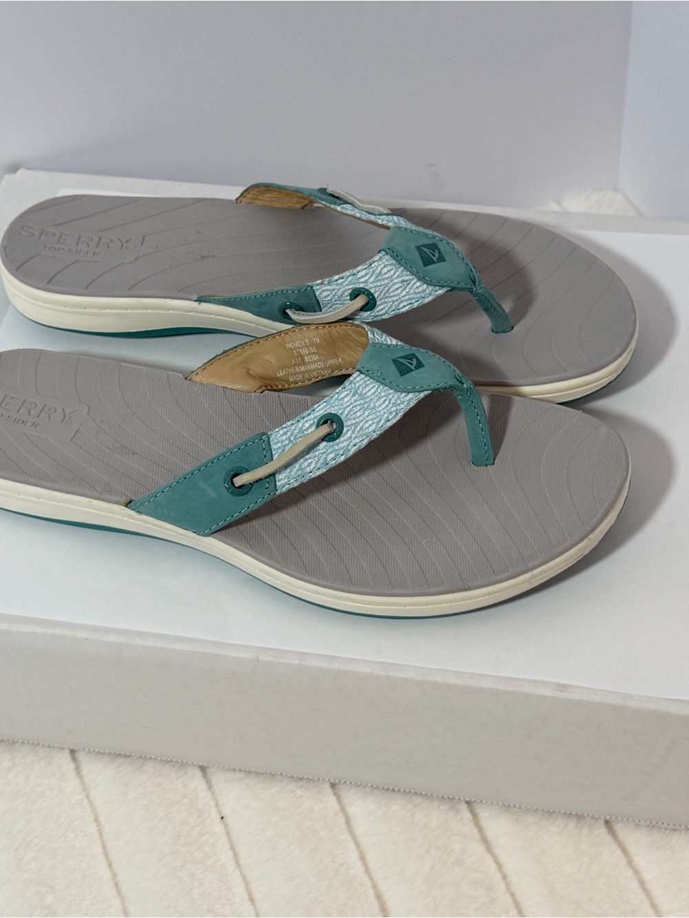 Sperry Teal and Gray Women's 7 Sandals